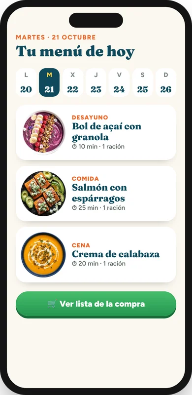 Comer sano es fácil cuando ya sabes [qué cocinar hoy.]